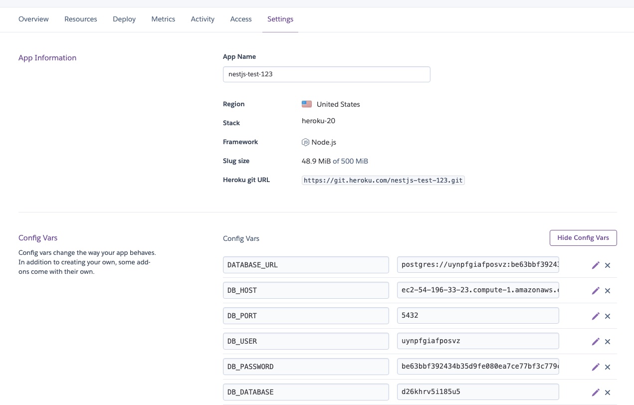 config vars